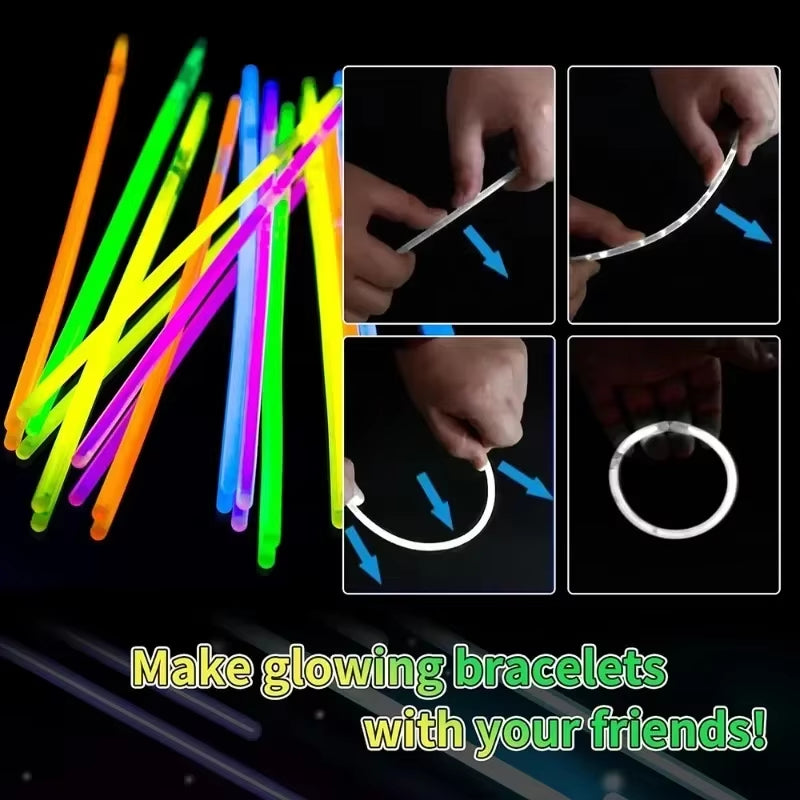 Vibrant Multicolor Glow Sticks - 10 to 100 Pcs for Unforgettable Parties and Celebrations