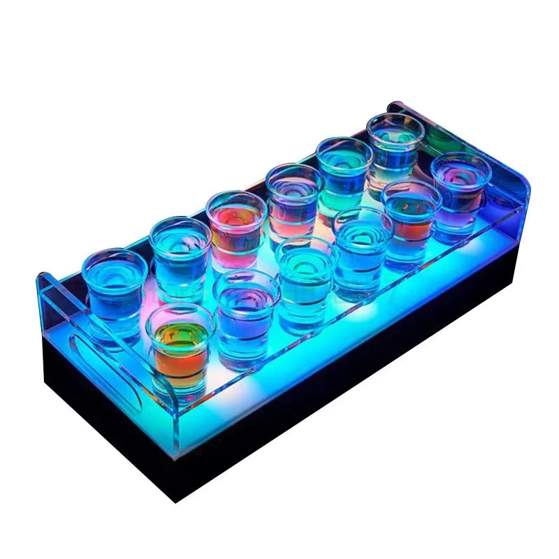 Elevate Your Party Experience with Our Color Changing LED Shot Glass Tray - Rechargeable & Customizable for Nightclubs and Events
