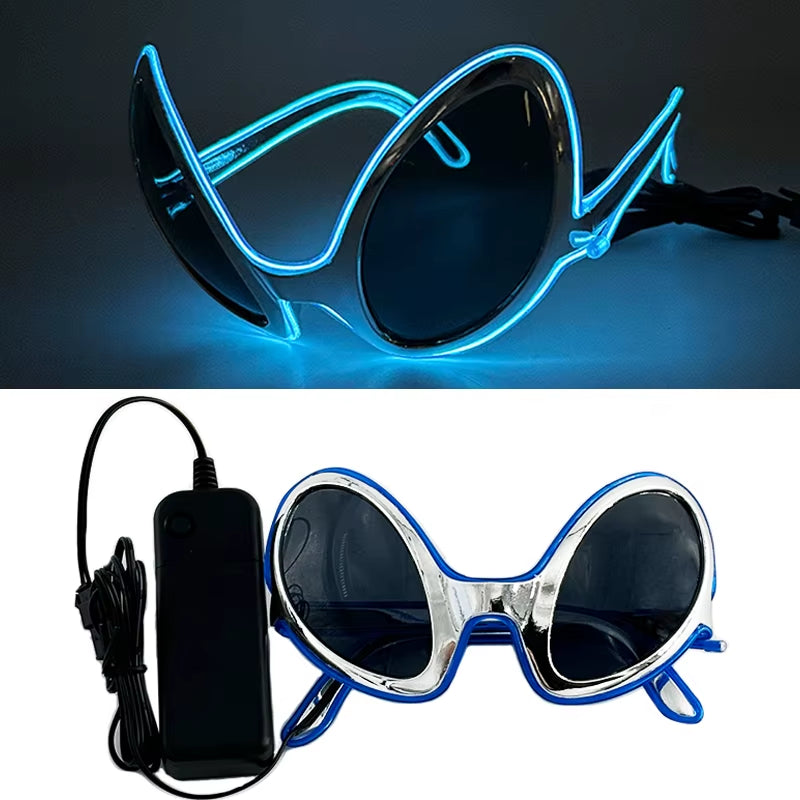 Illuminate Your Party with Cyberpunk Futuristic Luminous Cosplay Glasses - LED Glowing Goggles for Unisex Dance Shows and Festive Events