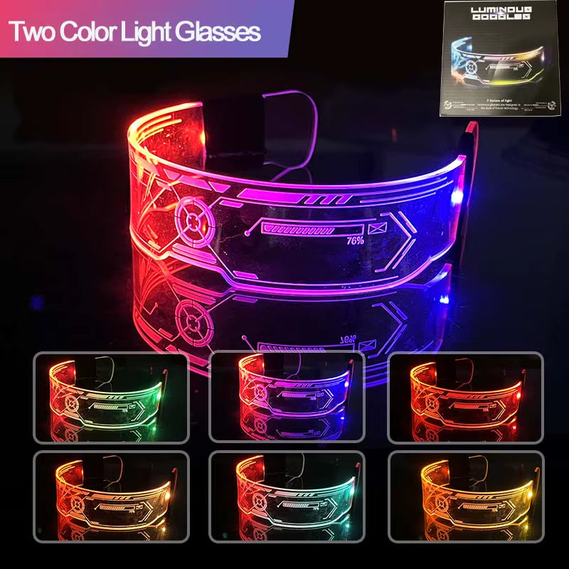 7 Colors Glowing Luminous LED Flashing Glasses Acrylic Light Neon Light Party Glasses Cyberpunk Futuristic for Club Decorations