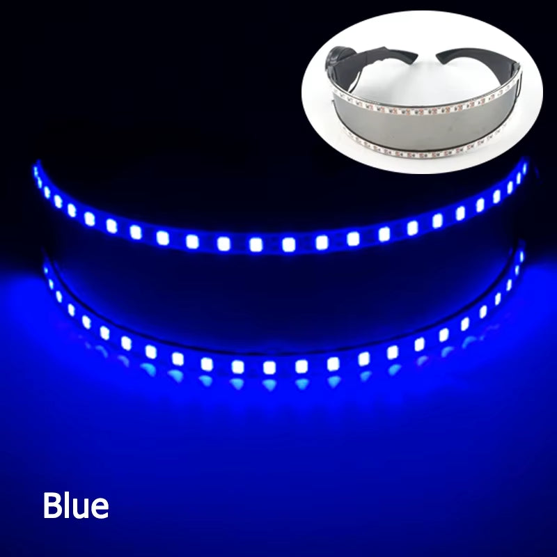Illuminate Your Party with Cyberpunk Futuristic Luminous Cosplay Glasses - LED Glowing Goggles for Unisex Dance Shows and Festive Events