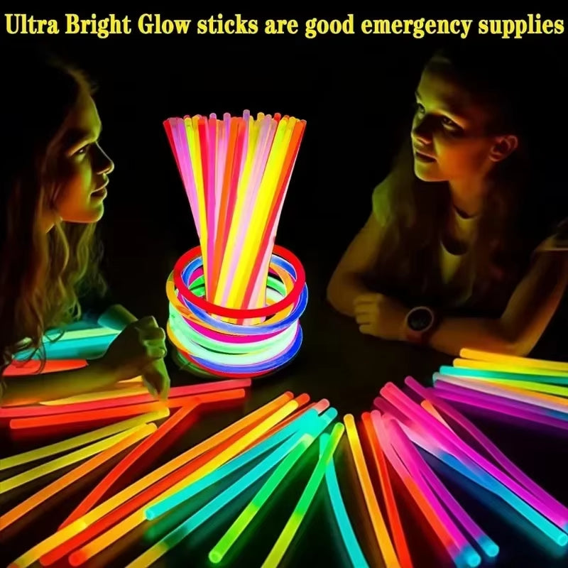 Vibrant Multicolor Glow Sticks - 10 to 100 Pcs for Unforgettable Parties and Celebrations