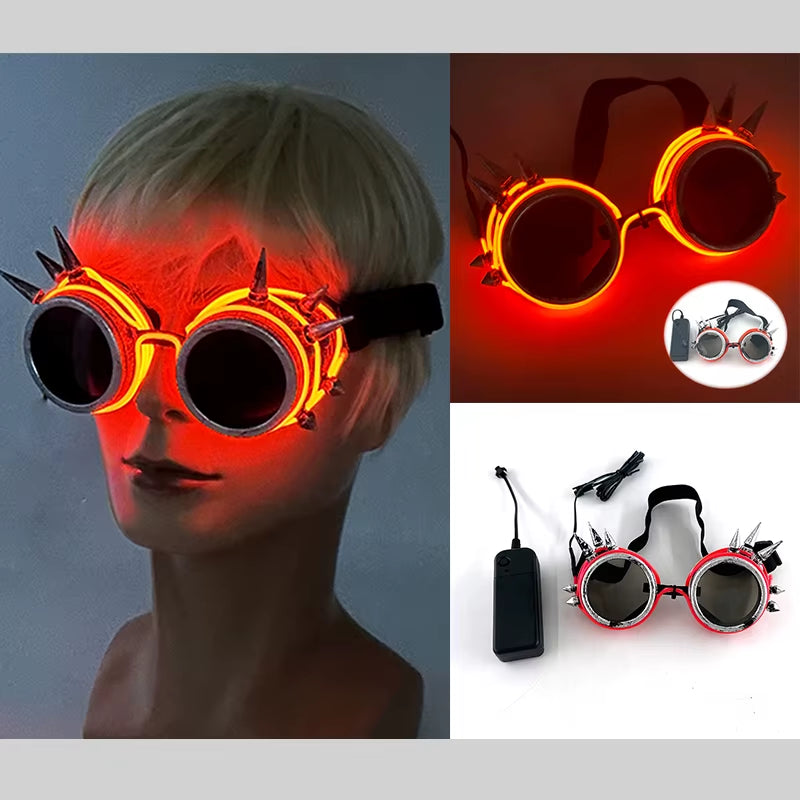 Illuminate Your Party with Cyberpunk Futuristic Luminous Cosplay Glasses - LED Glowing Goggles for Unisex Dance Shows and Festive Events