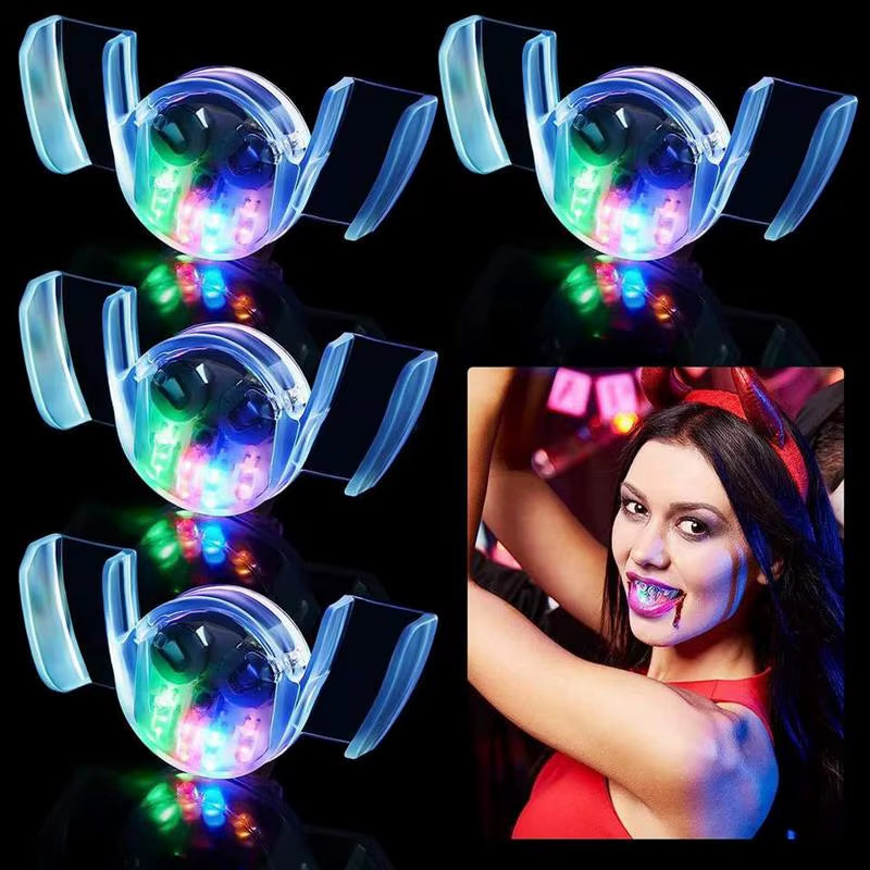 Illuminate Your Smile with LED Flashing Mouth Teeth - Fun Multicolored Glow Party Accessory for Halloween and Beyond!