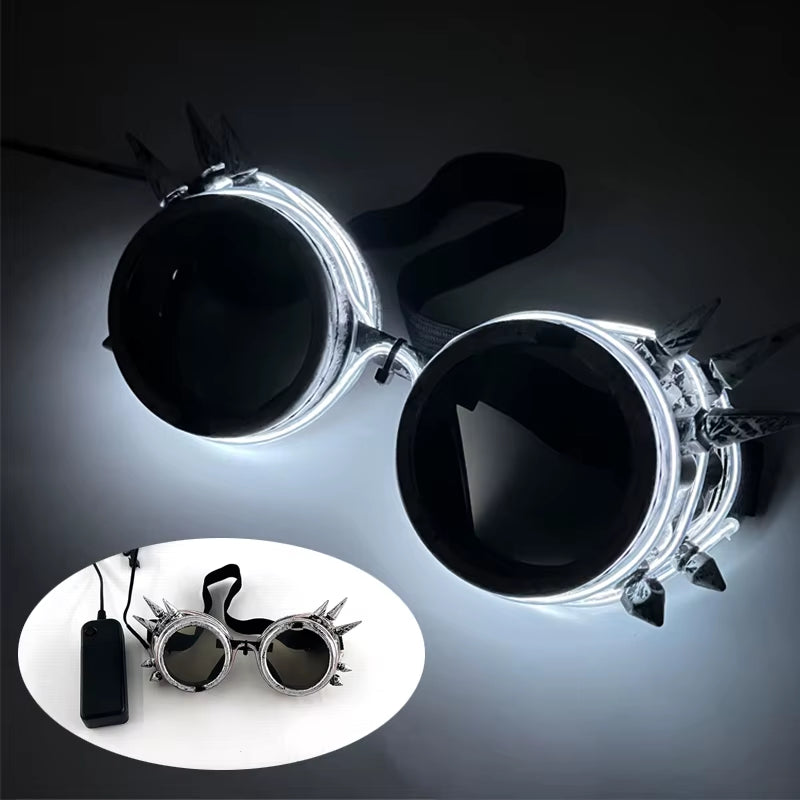 Illuminate Your Party with Cyberpunk Futuristic Luminous Cosplay Glasses - LED Glowing Goggles for Unisex Dance Shows and Festive Events