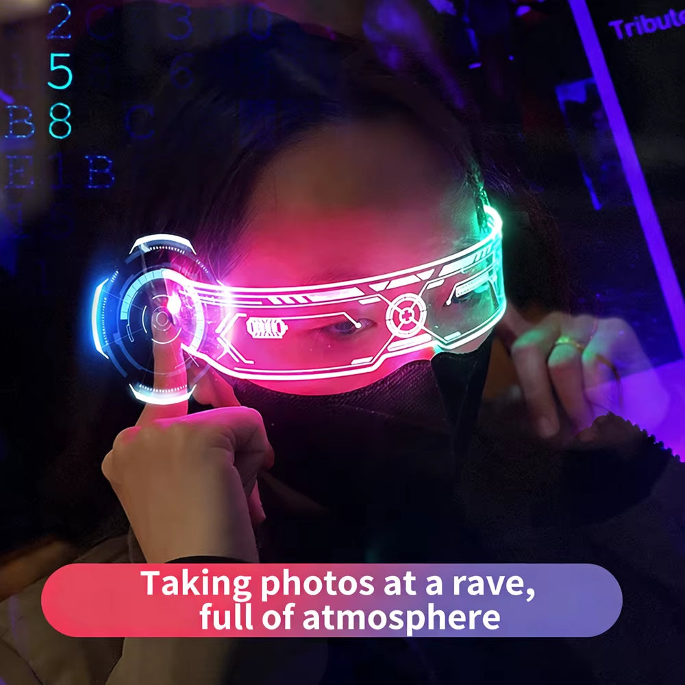 7 Colors Glowing Luminous LED Flashing Glasses Acrylic Light Neon Light Party Glasses Cyberpunk Futuristic for Club Decorations