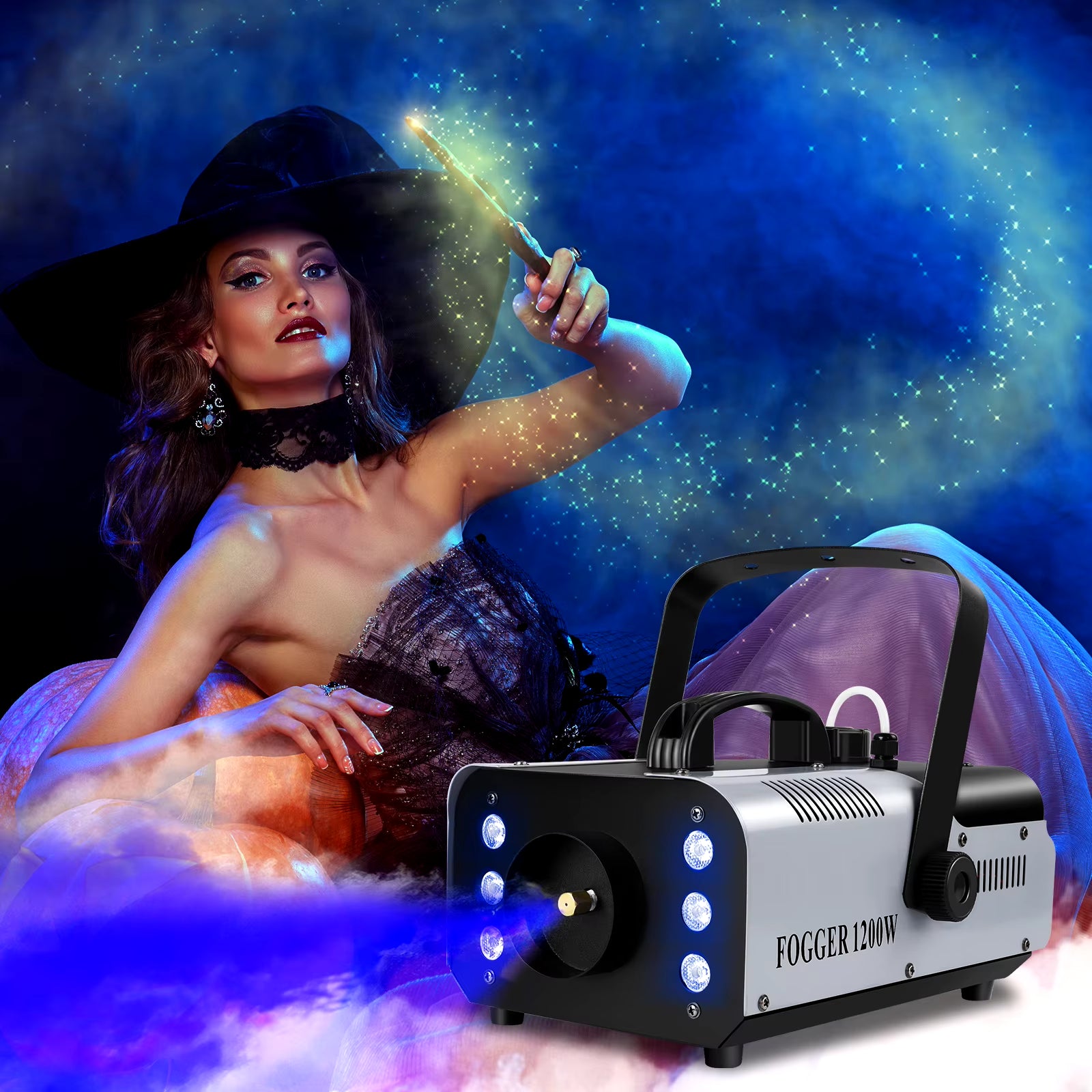 1200W Fog Machine 6Leds Remote Fogger Ejector