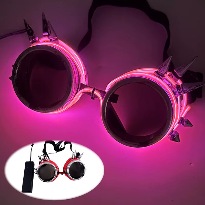 Illuminate Your Party with Cyberpunk Futuristic Luminous Cosplay Glasses - LED Glowing Goggles for Unisex Dance Shows and Festive Events