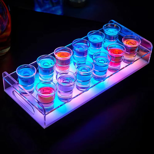 Elevate Your Party Experience with Our Color Changing LED Shot Glass Tray - Rechargeable & Customizable for Nightclubs and Events