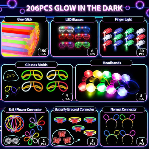 206Pcs neon accessories