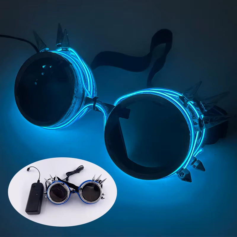 Illuminate Your Party with Cyberpunk Futuristic Luminous Cosplay Glasses - LED Glowing Goggles for Unisex Dance Shows and Festive Events