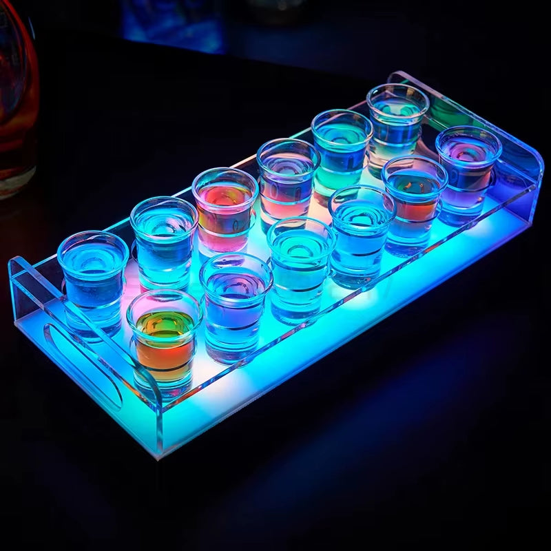 Elevate Your Party Experience with Our Color Changing LED Shot Glass Tray - Rechargeable & Customizable for Nightclubs and Events