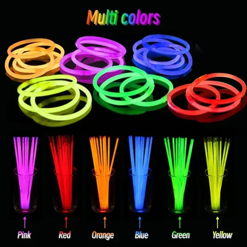 Vibrant Multicolor Glow Sticks - 10 to 100 Pcs for Unforgettable Parties and Celebrations