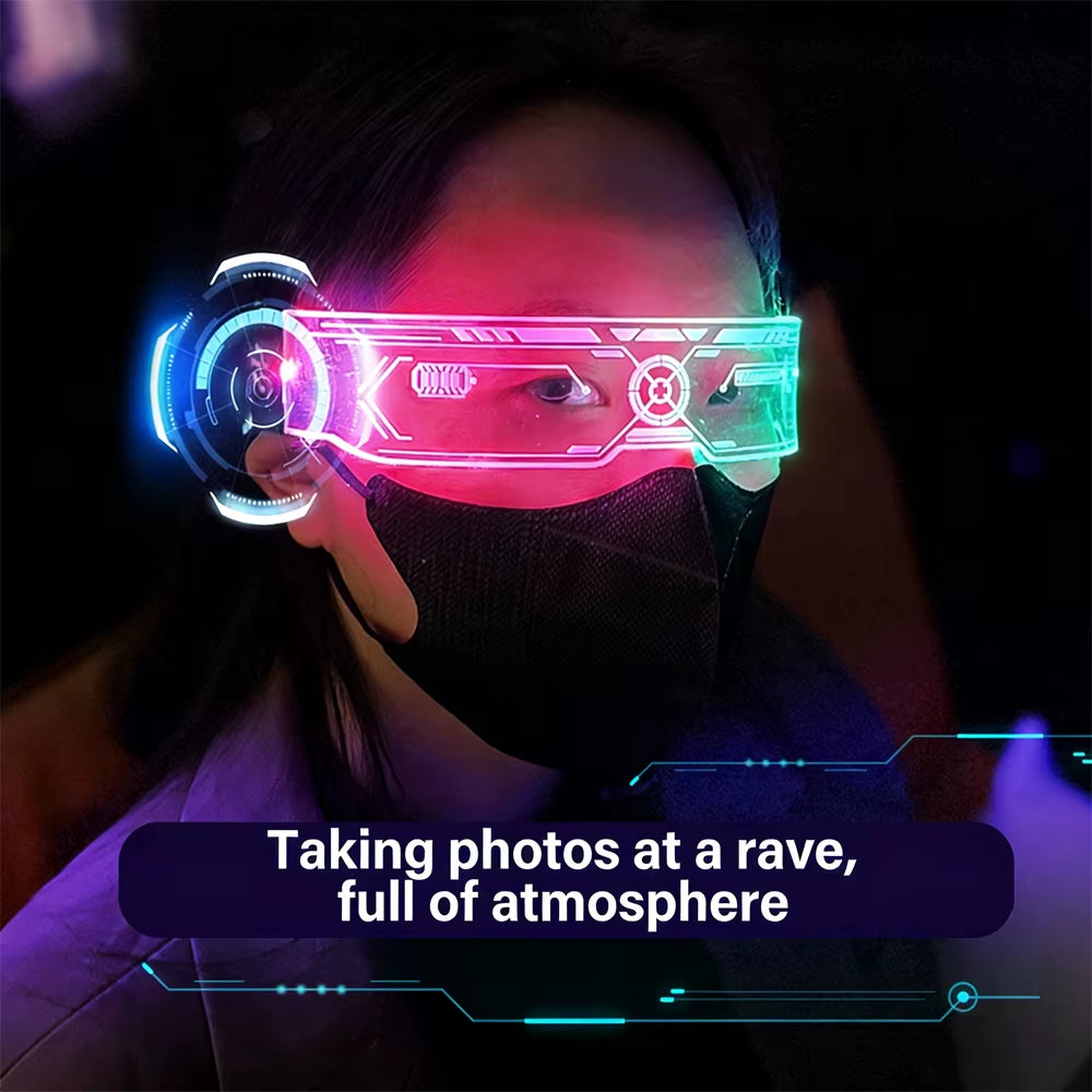 7 Colors Glowing Luminous LED Flashing Glasses Acrylic Light Neon Light Party Glasses Cyberpunk Futuristic for Club Decorations