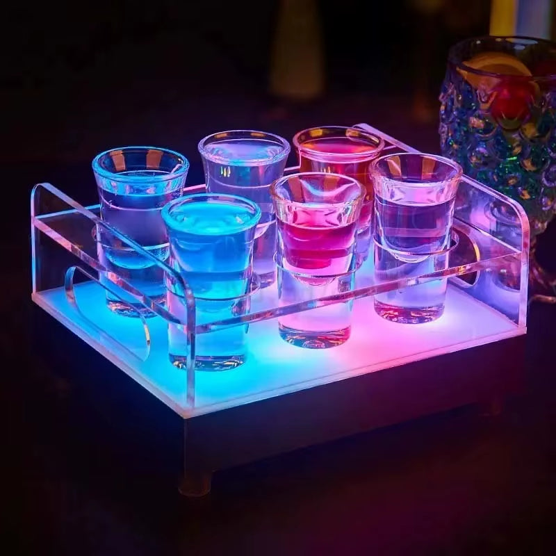 Elevate Your Party Experience with Our Color Changing LED Shot Glass Tray - Rechargeable & Customizable for Nightclubs and Events